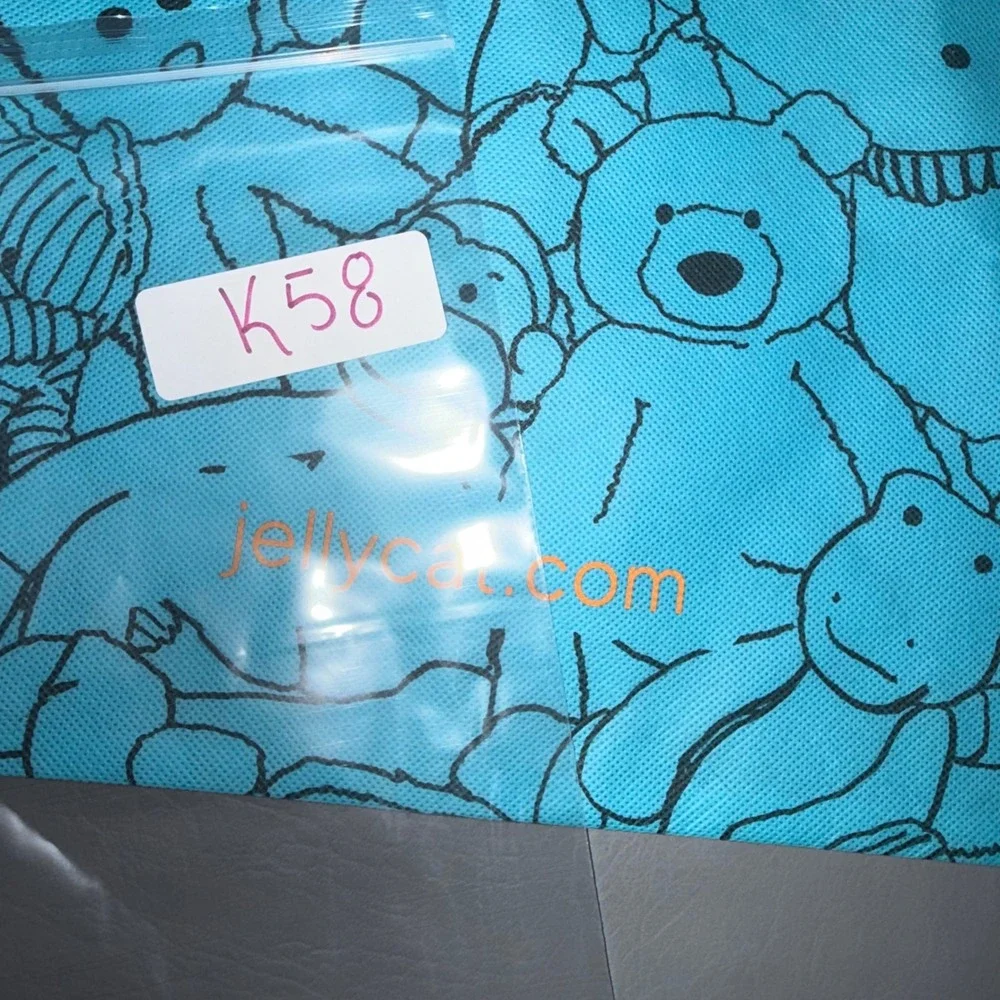 Jellycat London Blue Character Print Drawstring Gift Bag Reusable Large 23x18.5